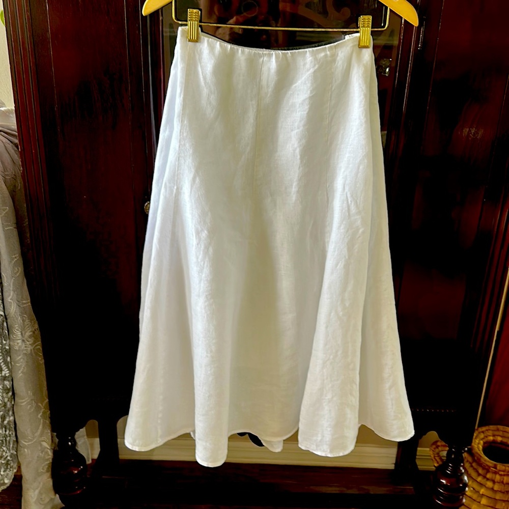 Eileen Fisher White Irish Linen Skirt